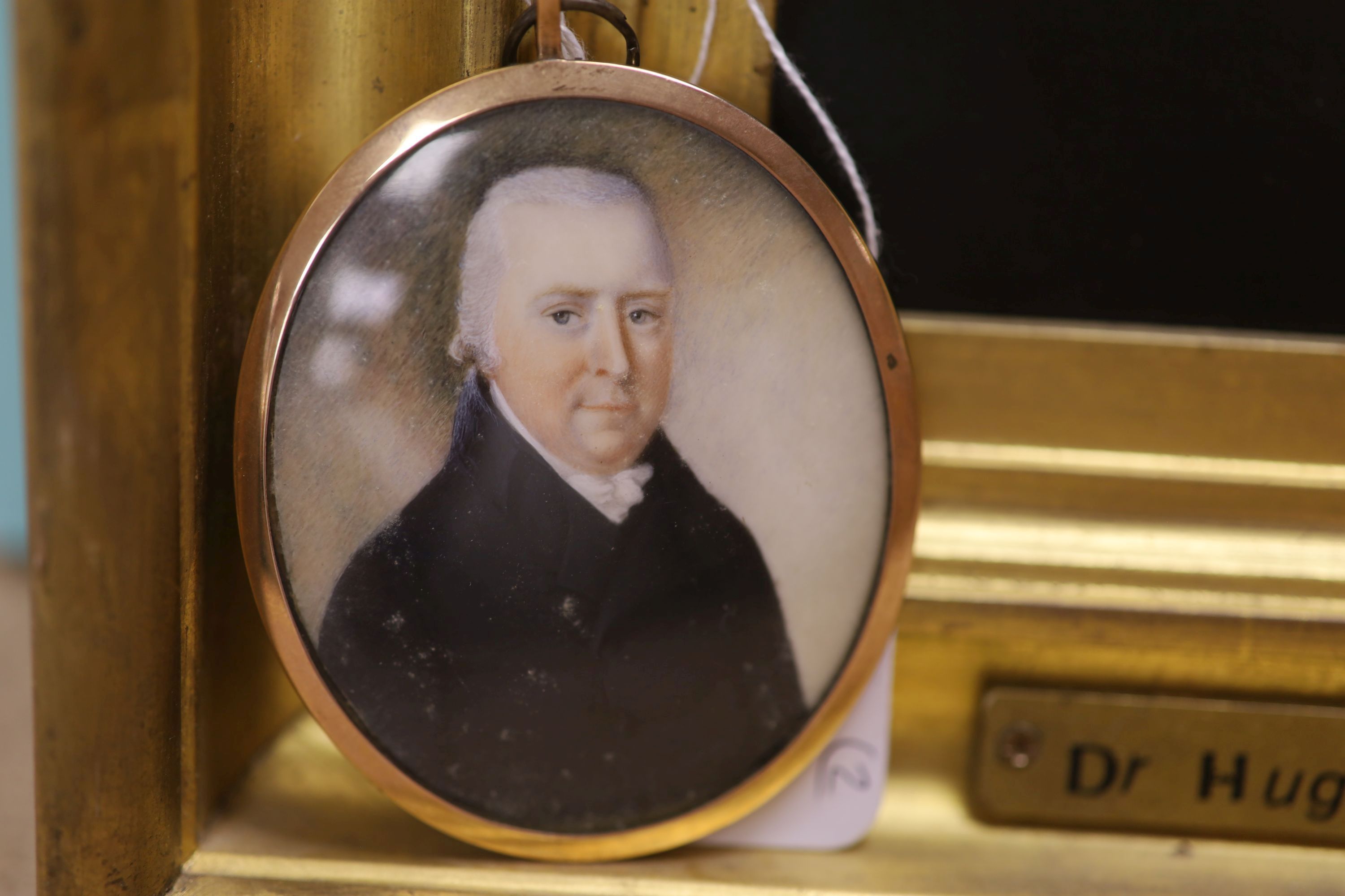 Early 19th century English School, oil on ivory miniature and an oil on canvas, Portraits of Dr Hugh Ley (1762-1826), 7 x 5.5cm and 24